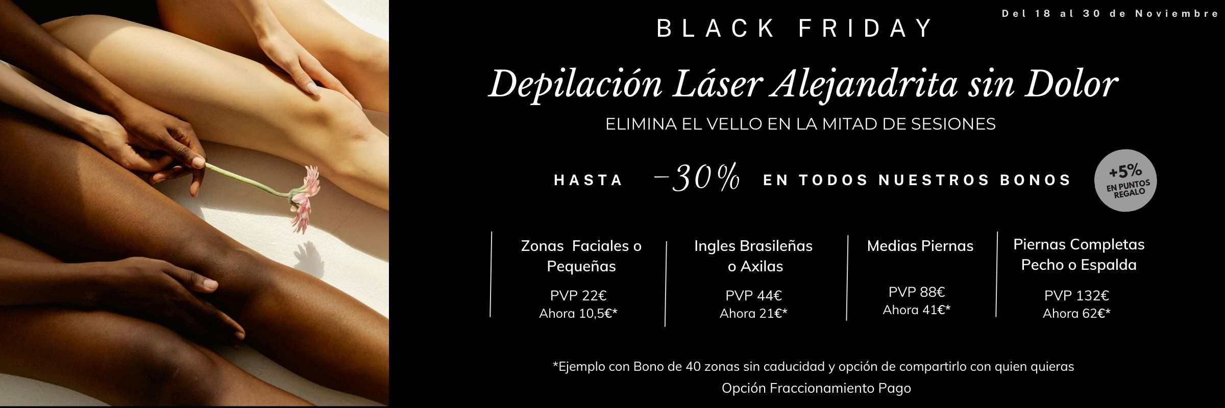 Precios Ofertas Depilación Laser Alejandrita Sin dolor Madrid Laser Natura Black Friday