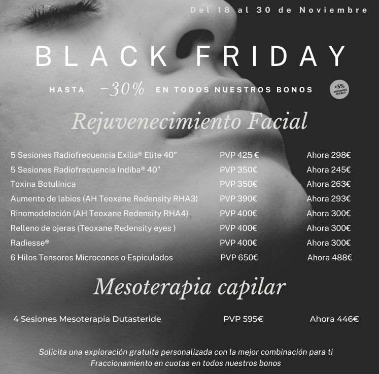 oferta botox radiesse ellanse indiba black friday Laser Natura